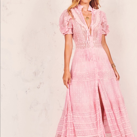 LoveShackFancy Dresses & Skirts - Loveshackfancy Pink Priya Dress Lace Maxi